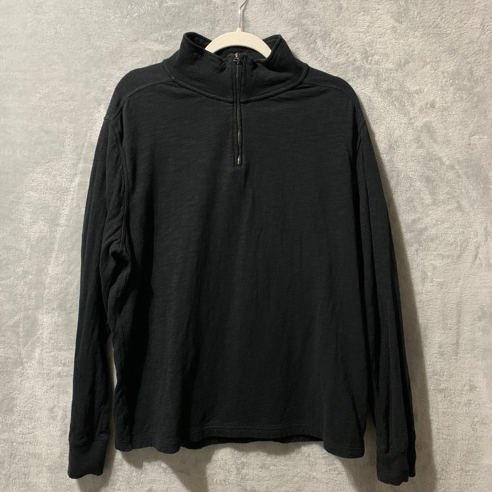 J.Crew Knit Goods Black Quarter Zip Pullover Mens‎ XL Cotton Classic Preppy